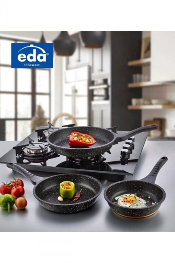 Eda 3 lü granit döküm tava seti takımı - 20-24-28 cm ürün görseli 1