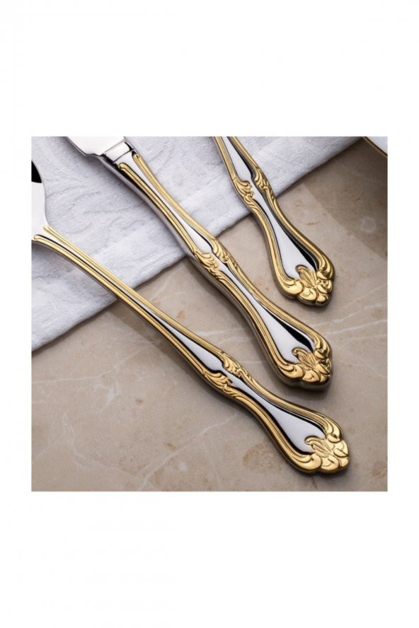 Nehir lalezar altın pasta tatlı bıçak 12 li pasta tatlı bıçağı gold ürün görseli 1