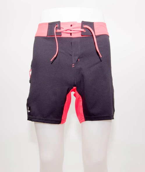 Erkek Kısa Deniz Şortu Boardshort Filesiz Sörf Meridyendukkan Siyah Turuncu Olaıan ürün görseli 1