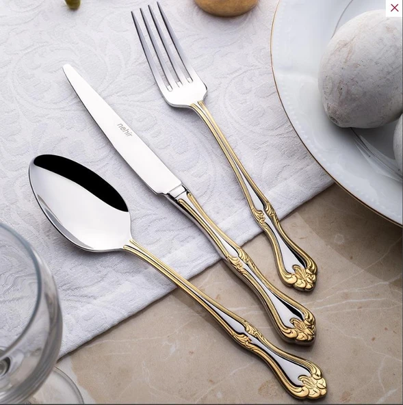 Nehir lalezar gold yemek bıçak 12 li altın yemek bıçağı ürün görseli 1