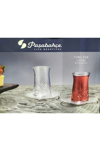 Paşabahçe timeless çay bardağı takımı- 12 çay bardağı tabağı seti 96991 ürün görseli 1