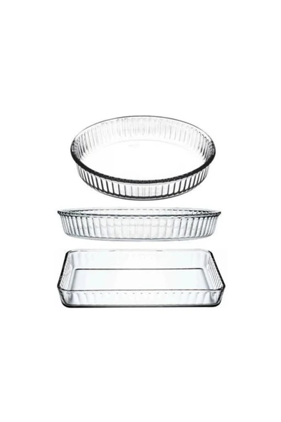 Paşabahçe borcam fırın tepsisi - 3 lü borcam set ürün görseli 1