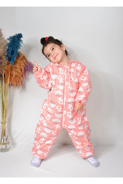 Çocuk Sarı Kalın Elyaf Dolgulu Desenli Uyku Tulum ürün görseli 1