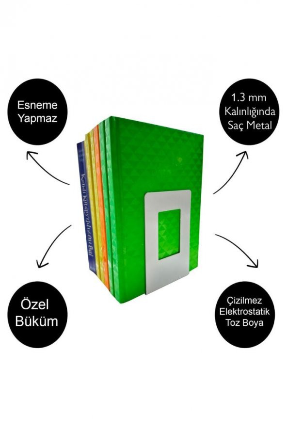Tekli Beyaz Masa Düzenleyici Kaymaz Dekoratif Kitap Ayağı Ofis Dekoratif Metal Kitap Tutucu ürün görseli 1