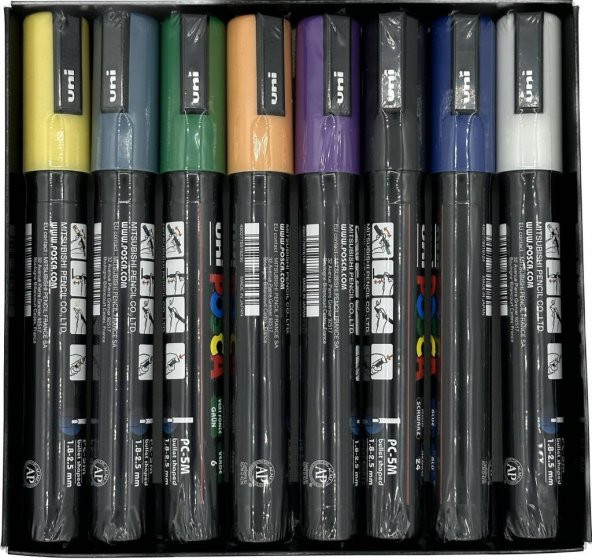 Uni Poster Markörü Posca Pc-5M/7+1 Karışık Renkler 8 Adet ürün görseli 1