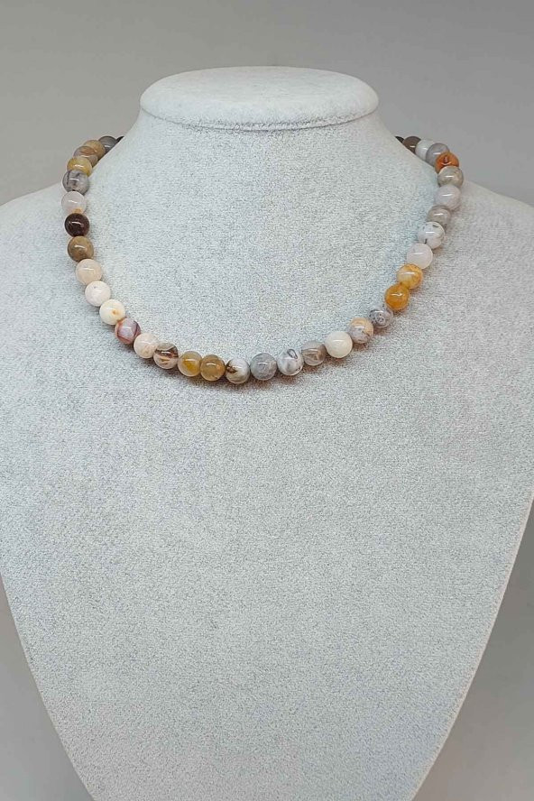Akik Taşı Kolye 8mm (6001) (Klipsli) ürün görseli 1