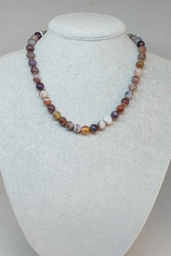 Botswana Akik Taşı Kolye 8mm (Klipsli) ürün görseli 1