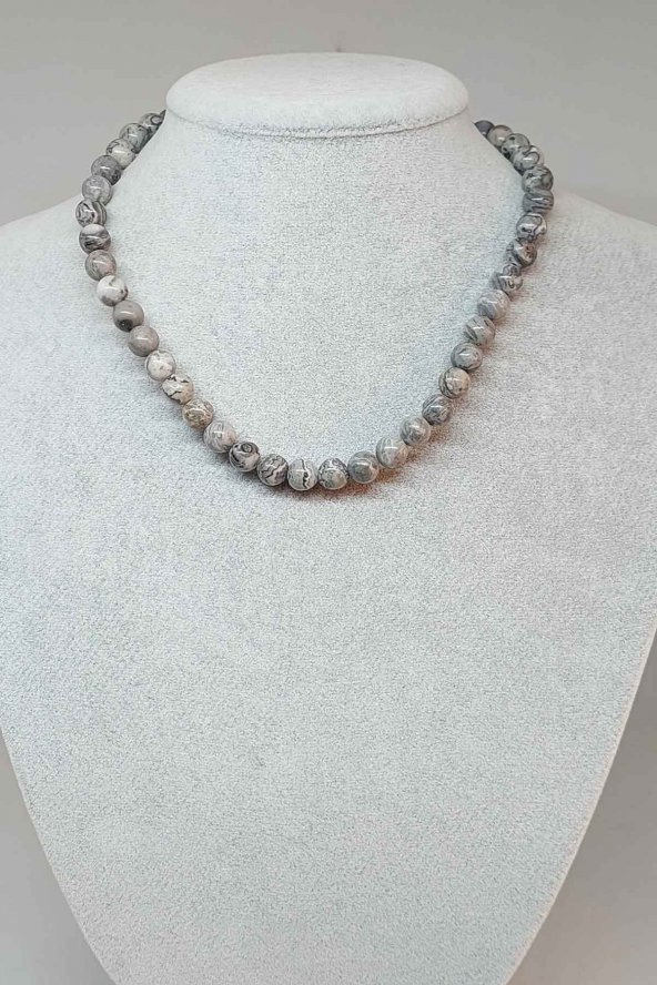 Jasper Taşı Kolye 8mm (9808) (Klipsli) ürün görseli 1