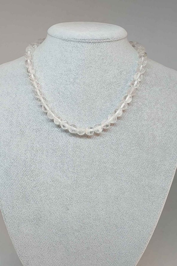 Kristal Kuvars Taşı Kolye 8mm (Klipsli) ürün görseli 1