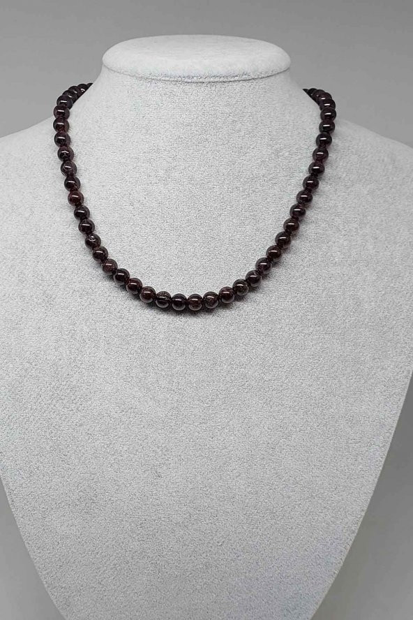 Lal (Granat) (Garnet) Taşı Kolye 7mm (Klipsli) ürün görseli 1