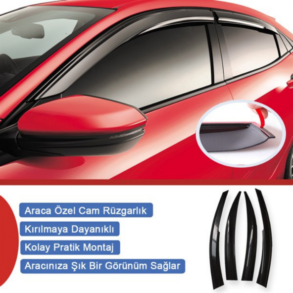 Cam Rüzgarlığı Volkswagen Polo 2010-2017 Mügen Tip Piano Black ürün görseli 1