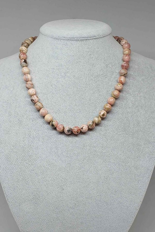 Rodokrozit Taşı Kolye 8mm (Klipsli) ürün görseli 1