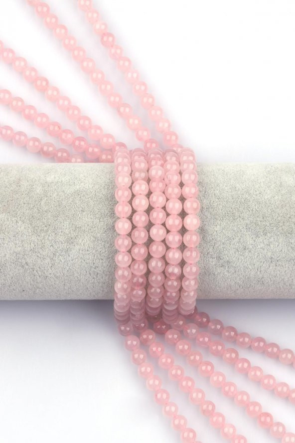 Madagaskar Pembe Kuvars Doğal Taş Dizi 6 mm Küre Kesim ürün görseli 1