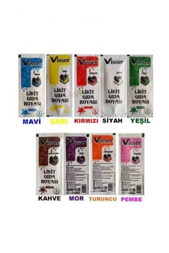 Visser Likit Gıda Boyası 12 ml x 5 ADET ürün görseli 1
