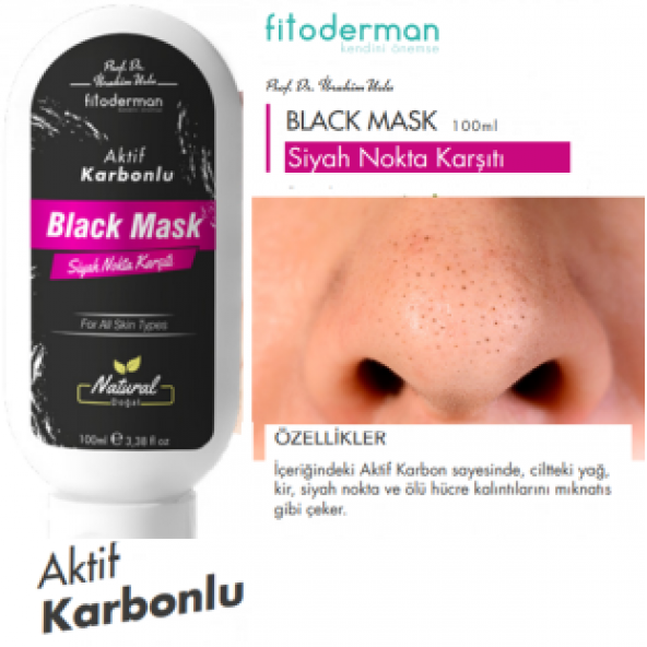 Fitoderman Siyah Nokta Önleyici & Gözenek Sıkılaştıcı Aktif Karbonlu Black Mask 100 mL ürün görseli 1