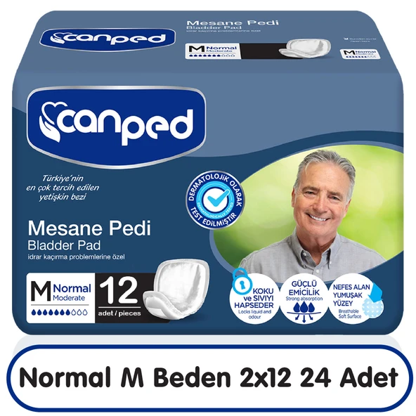 Canped Hasta Bezi Mesane Pedi M Beden Orta Erkek 12x2 24 Adet ürün görseli 1