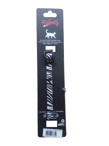 Tailpetz Cat Color Easy & Safety Lock Zebra Ayarlanır Kedi Boyun Tasması ürün görseli 1