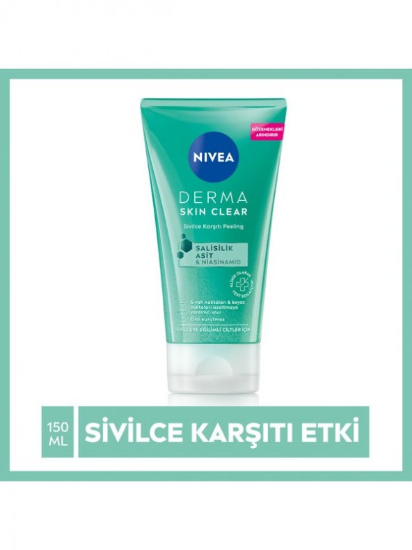 NIVEA Derma Skin Clear Sivilce Karşıtı Yüz Temizleyici Peeling 150ml,Salisilik Asit (BHA) ürün görseli 1