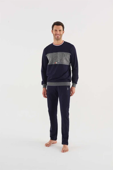 U.s Polo Assn 18616 Erkek Antrasit Melanj Pijama Takım ürün görseli 1