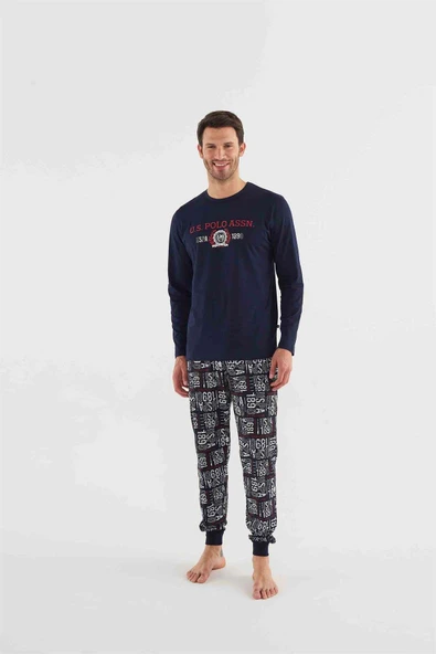 U.s Polo Assn 18634 Erkek Yuvarlak Yaka Uzun Kollu Pijama Takımı ürün görseli 1