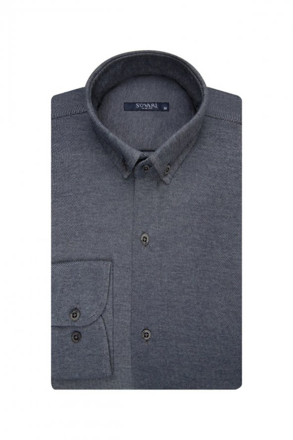 SÜVARİ Slim Fit Oxford Lacivert Erkek Gömlek ürün görseli 1