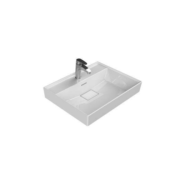 Cerastyle Turkuaz Sharp Etajerli Lavabo 60x48 Cm ürün görseli 1
