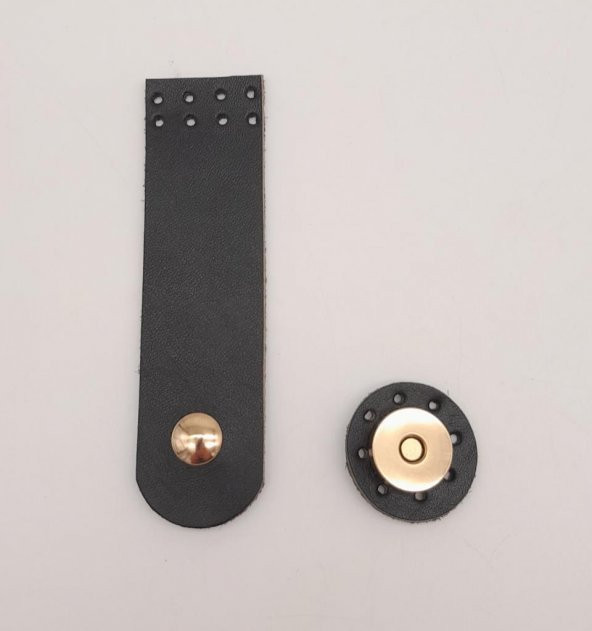 Angel Çanta Aksesuar 11x3 cm Siyah Gerçek Deri Düz Çanta Kapağı Light Gold Metalli ürün görseli 1