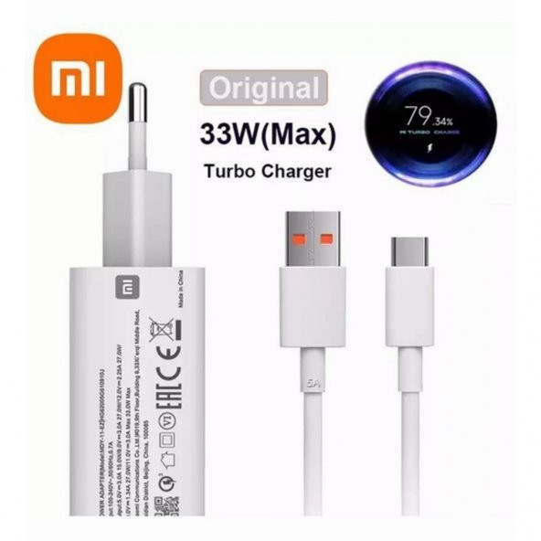 Orjinal Xiaomi Redmi Note 9 Turbo 33W 5A Type-C Hızlı Şarj Cihazı ürün görseli 1