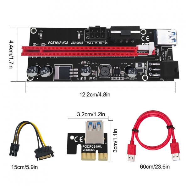 Ver009S Usb 3.0 Pcı-E 1X - 16X Genişletici Yükseltici Riser Ka... ürün görseli 1