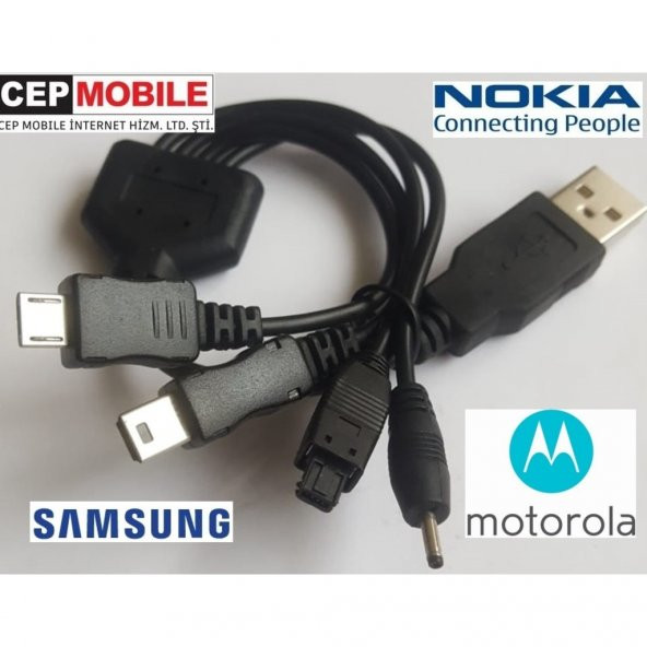 4In1 Samsung Nokia Motorola Htc Sony Asus Lg Mp3 Usb Şarj Kablosu ürün görseli 1