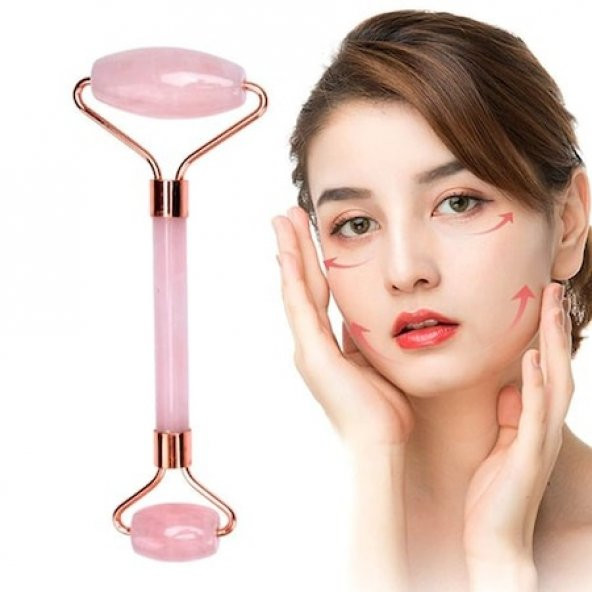 Jade Roller Cilt Yenileme Doğal Kuvars Taşı Yüz Masaj Aleti Pembe ürün görseli 1