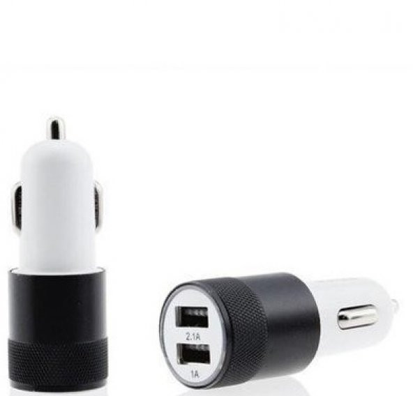 Metal Halkalı 2 Usb 2.1A 1.0A Araç Çakmak Şarj Soketi Siyah ürün görseli 1