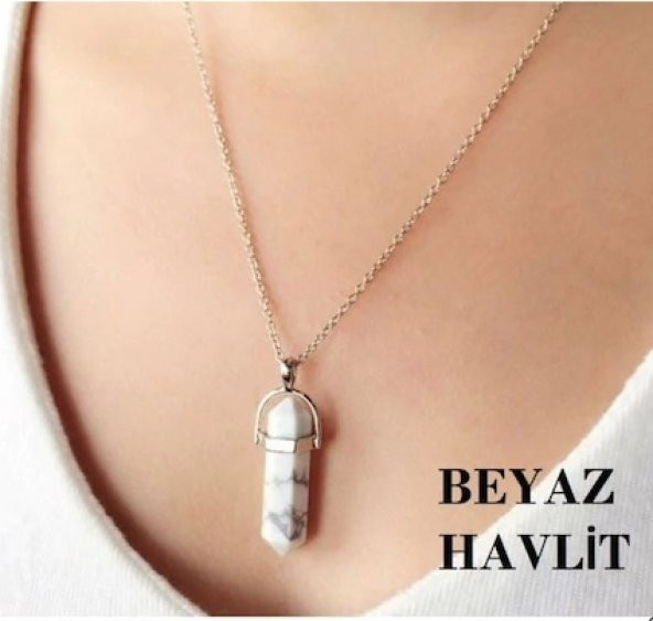 Doğal Havlit Taşı Erkek& Kadın Kolye (Deri Zincir ) ürün görseli 1