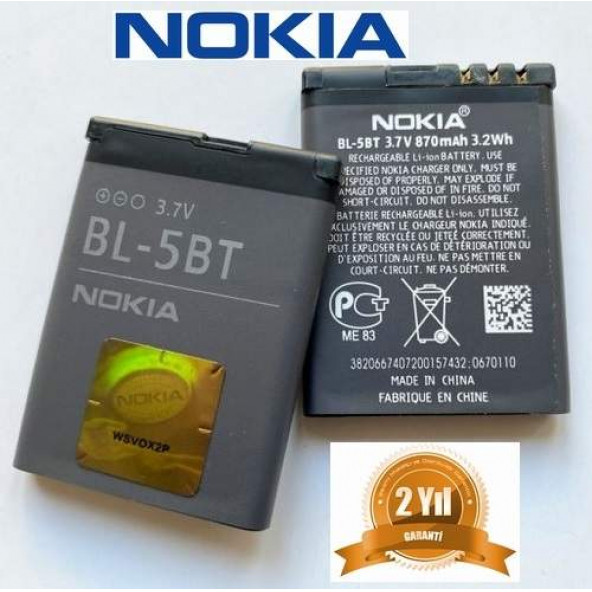 Nokia Bl-5BT Pil 3.7V Cep Telefon Batarya - Resim 9