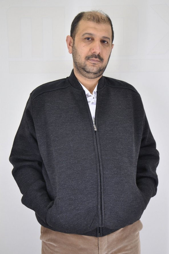Erkek Gri Hakim Yaka Omuz Astarlı Hırka ürün görseli 1