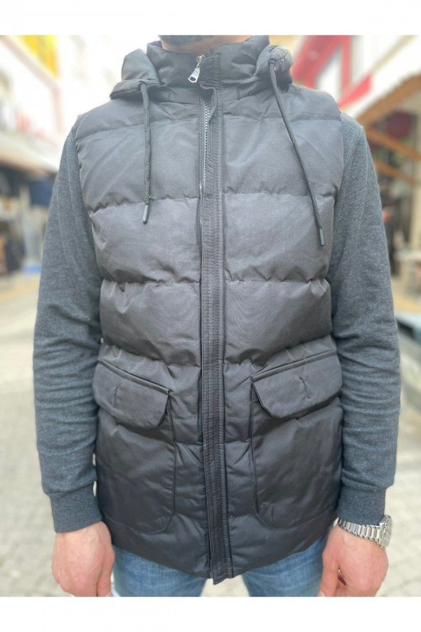 BLUES MODA MDY ÇIKARILABİLİR SEYYAR KAPÜŞONLU KAPAK CEPLİ DOLUM ŞİŞME YELEK ürün görseli 1