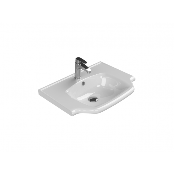 Turkuaz Seramik Yeni Klasik 65 cm Etajerli Lavabo Turkuaz ürün görseli 1
