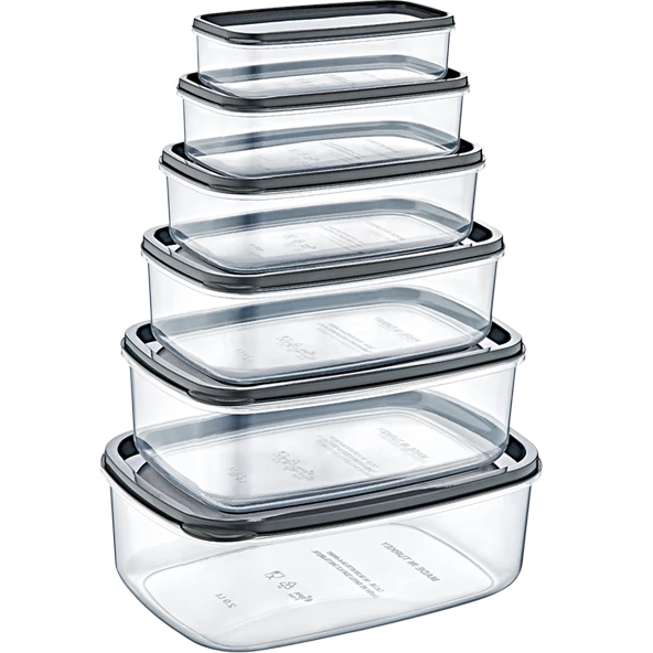 Bee Home Dikdörtgen Sweet Şeffaf Saklama Kabı Seti 300/500/800/1200/1900/2900 Ml 6lı ürün görseli 1