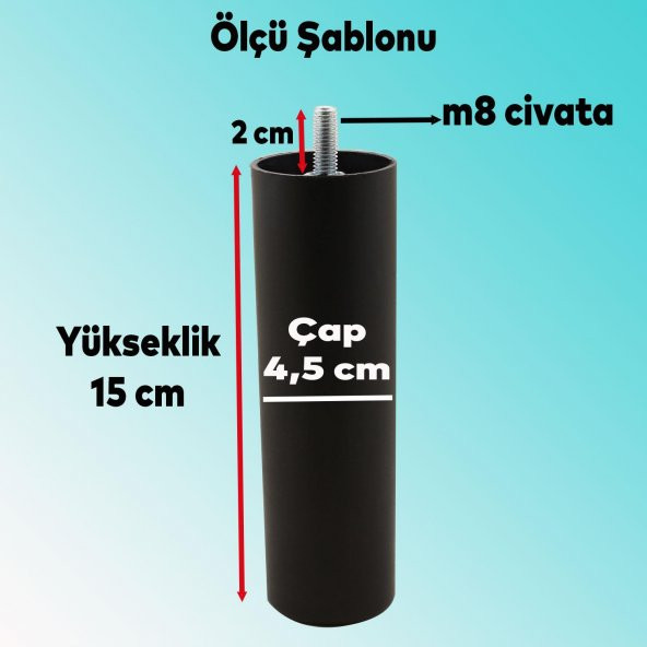 Gizli Mobilya Kanepe Sehpa TV Ünitesi Koltuk Orta Destek Ayağı 15 cm Siyah Baza Ayak ürün görseli 1