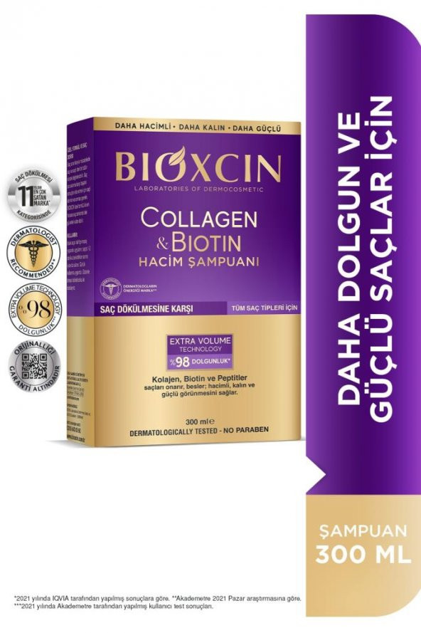 Bioxcin Collagen & Biotin Ekstra Hacim & Dolgunlaştırıcı Şampuan 300 Ml - Ince Telli Ve Hassas Saçlar ürün görseli 1