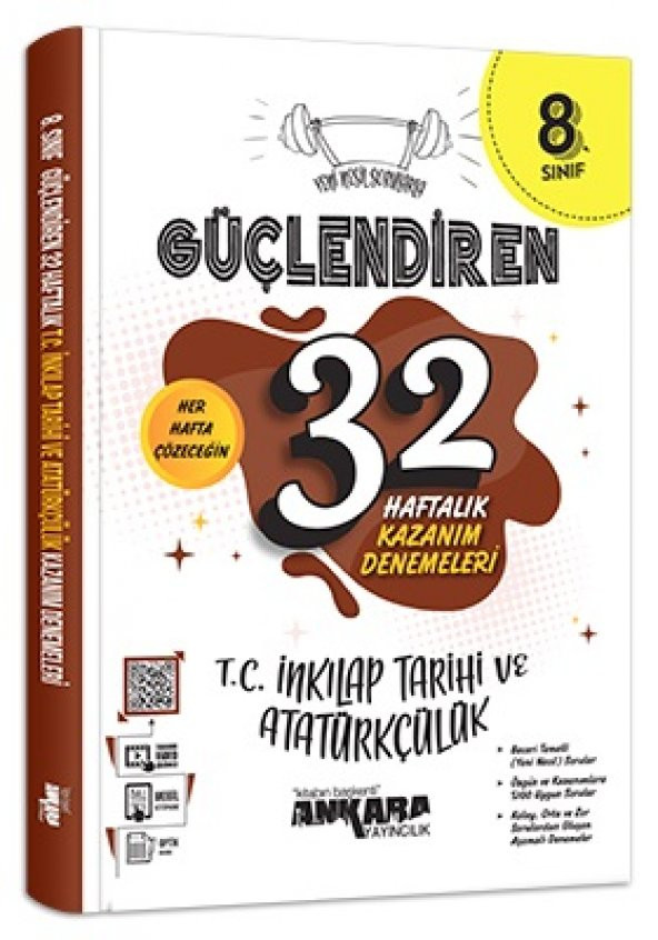 Ankara 8. Sınıf İnkılap Tarihi Güçlendiren 32 Haftalık Deneme 2023 ürün görseli 1