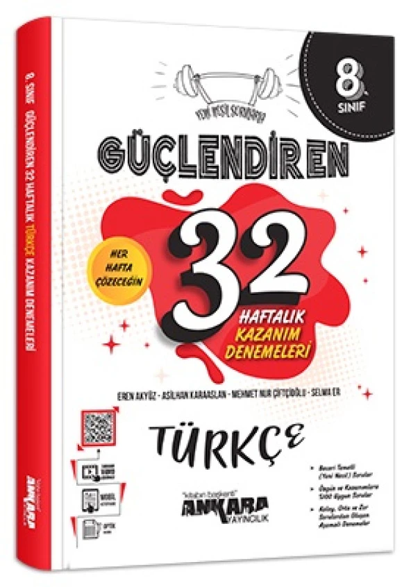 Ankara 8. Sınıf Türkçe Güçlendiren 32 Haftalık Deneme 2023 ürün görseli 1