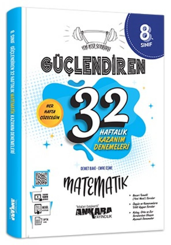 Ankara 8. Sınıf Matematik Güçlendiren 32 Haftalık Deneme 2023 ürün görseli 1