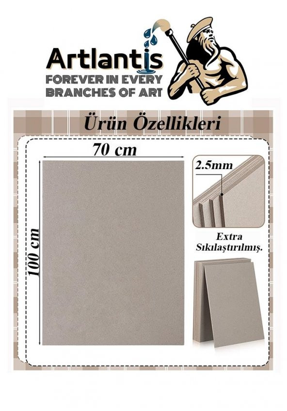 Mukavva Gri 2.5 mm 70x100 cm 10 Adet Sert Karton Ekstra Sıkıştırılmış 70*100 Mukavva Gri Renkli 10 Adet ürün görseli 1