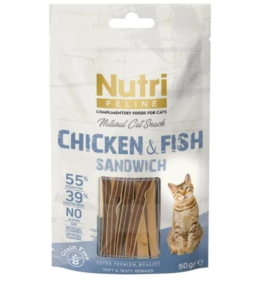 Nutri Feline Tahılsız Tavuk&Balık Sandwich Kedi Ödülü 50 Gr ürün görseli 1