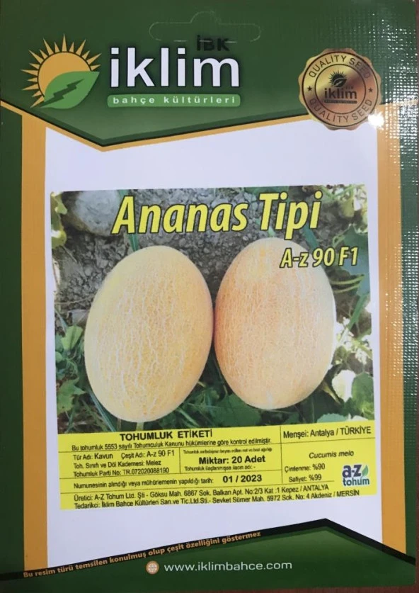 A-Z TOHUM KAVUN TOHUMU A-Z 90 F1 ANANAS TİPİ KAVUN - 20 ADET TOHUMLUK ürün görseli 1
