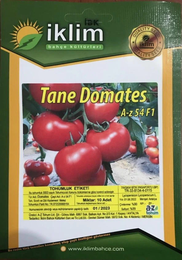 A-Z TOHUM DOMATES TOHUMU A-Z 54 F1 SIRIK TANE DOMATES - 10 ADET TOHUMLUK ürün görseli 1