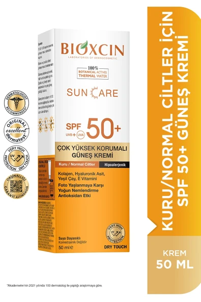 Bioxcin Sun Care Çok Yüksek Korumalı Kuru ve Normal Ciltler İçin Spf 50+ 50 ml Güneş Kremi ürün görseli 1