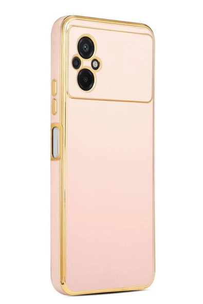 Xiaomi Poco M5 Kılıf Kamera Korumalı Altın Kenar Tasarım Silikon ürün görseli 1