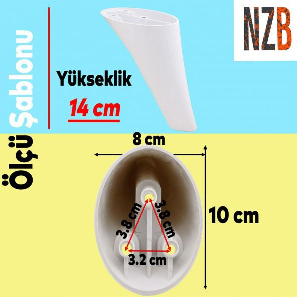 Lüks Mobilya Kanepe Sehpa TV Ünitesi Koltuk Ayağı 14 cm Beyaz Baza Ayak ürün görseli 1